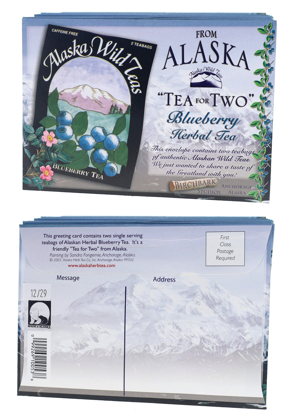 "Tea For Two" blueberry tea greeting envelope