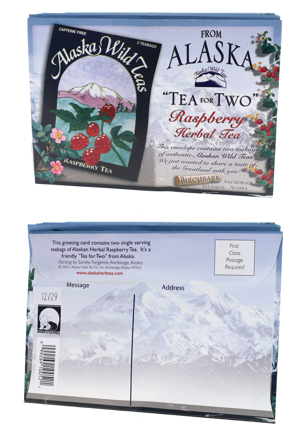 "Tea For Two" Raspberry tea greeting envelope